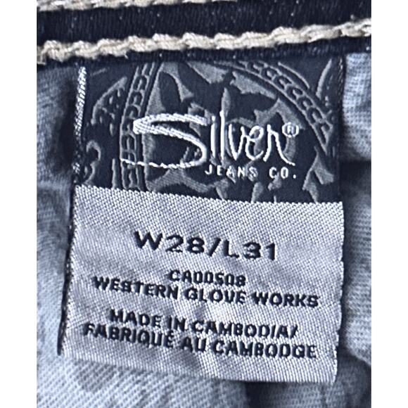 Silver Women's 28 x 31 Suki Slim Low Rise Dark Wash Straight Leg Jeans - Picture 6 of 8
